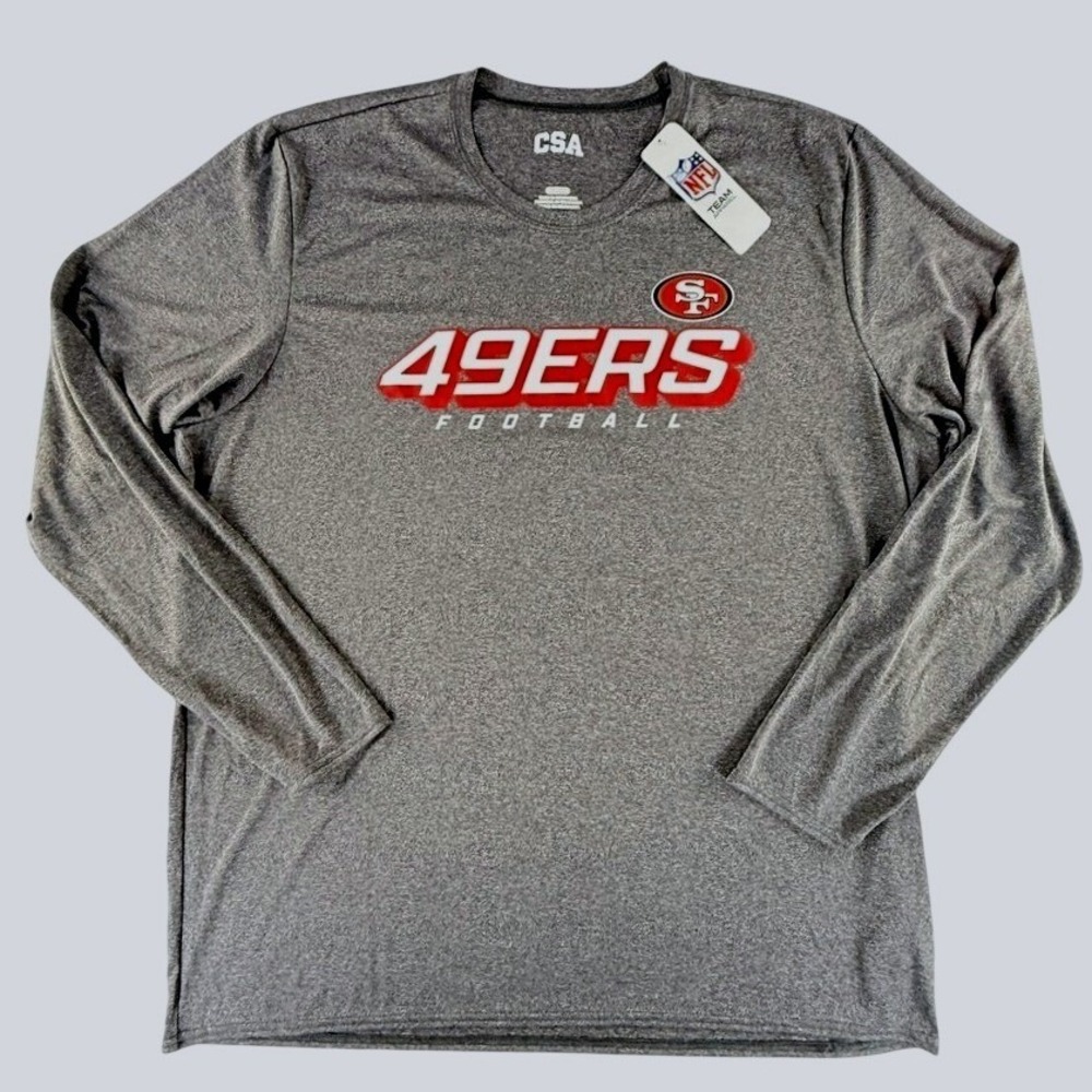 NFL San Francisco 49ers Mens 2XL Gray Long Sleeve Performance Shirt NWT